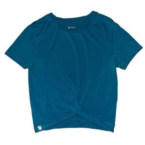 Buff Bunny ocean blue front wrap workout T-shirt women’s size small